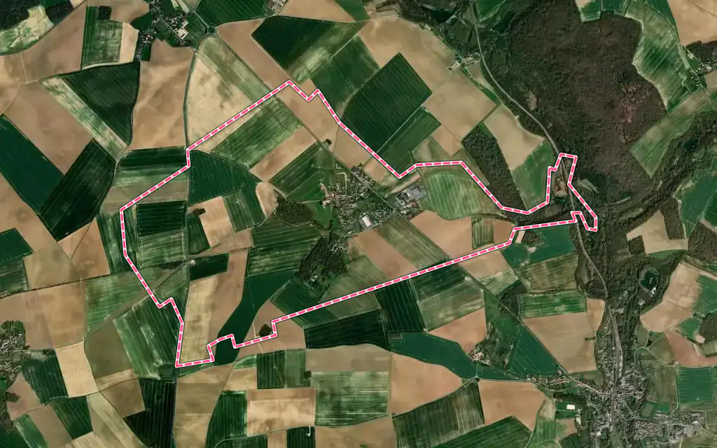 Vue satellite de Bouconvillers avec ses contours administratifs