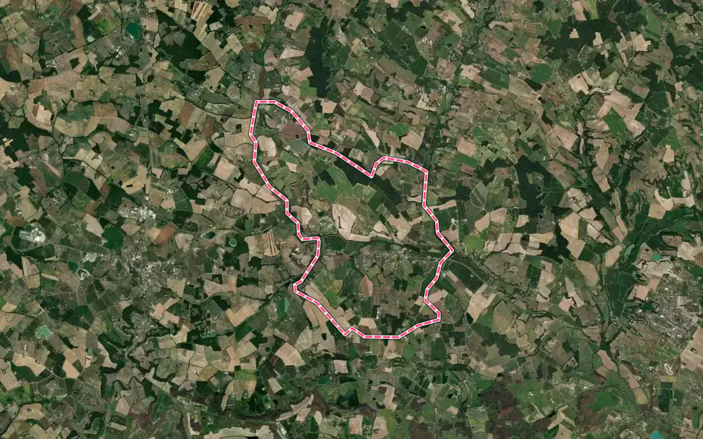 Vue satellite de Boudy-de-Beauregard avec ses contours administratifs