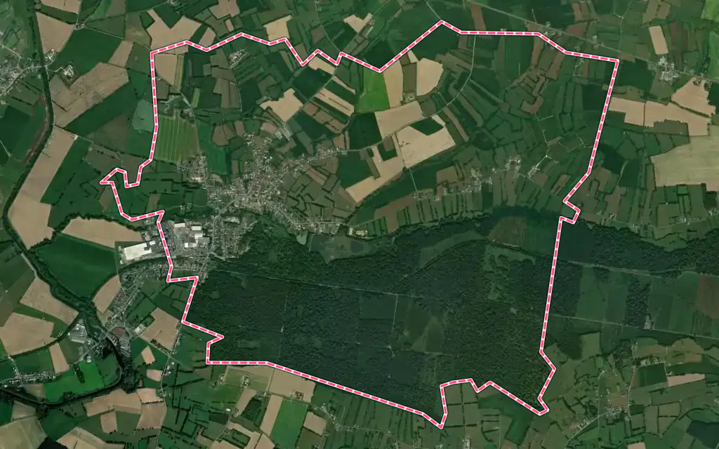 Vue satellite de Boué avec ses contours administratifs