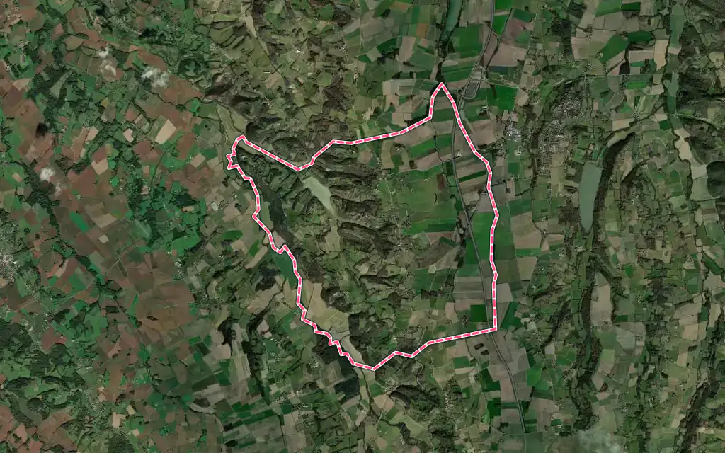 Vue satellite de Boueilh-Boueilho-Lasque avec ses contours administratifs