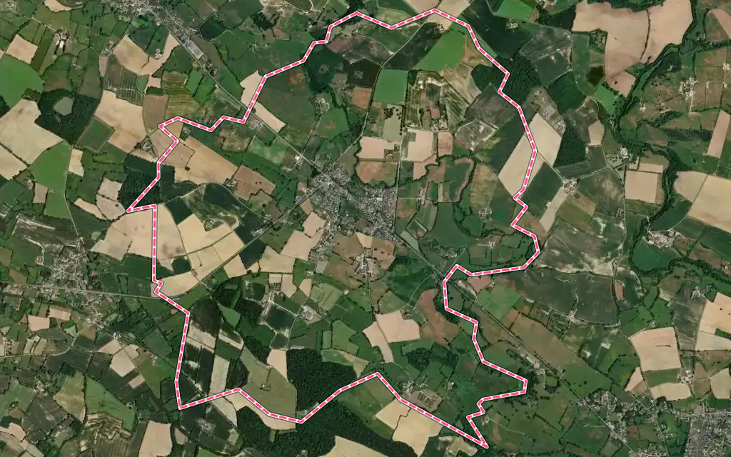 Vue satellite de Bouessay avec ses contours administratifs