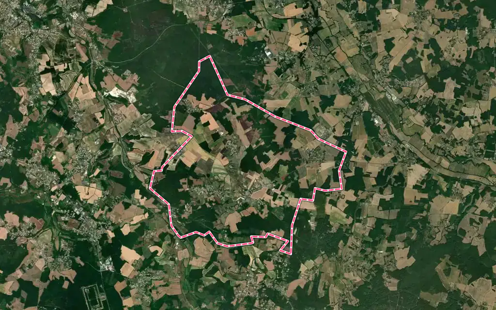 Vue satellite de Bouëx avec ses contours administratifs
