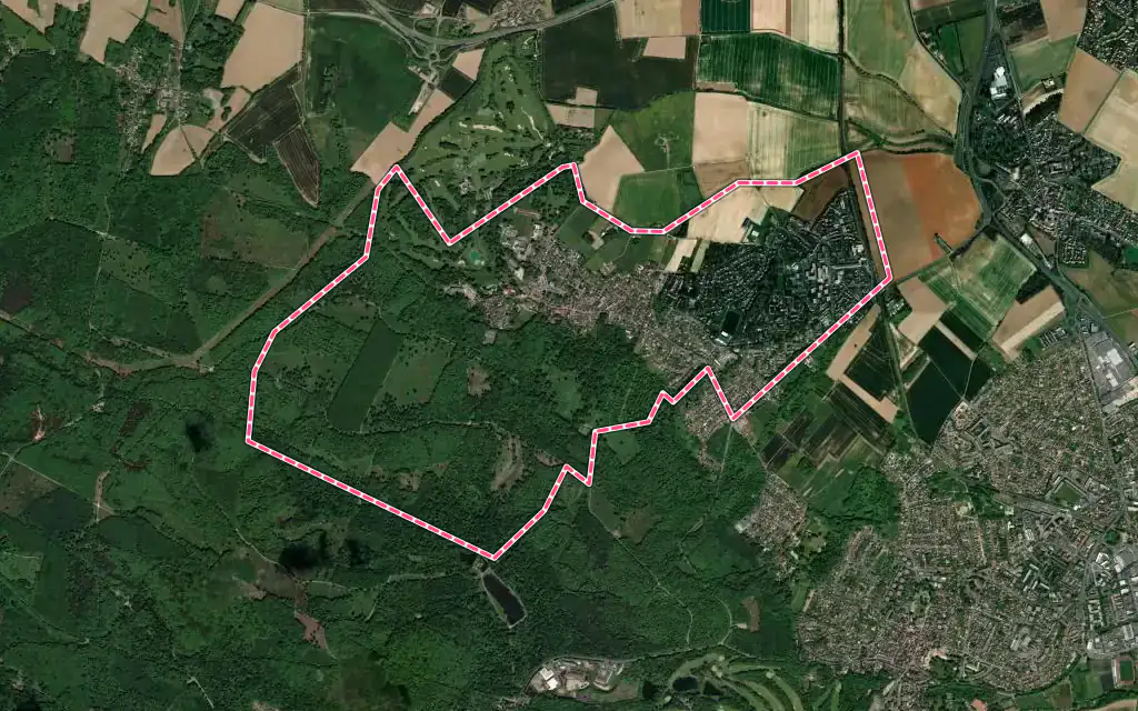 Vue satellite de Bouffémont avec ses contours administratifs