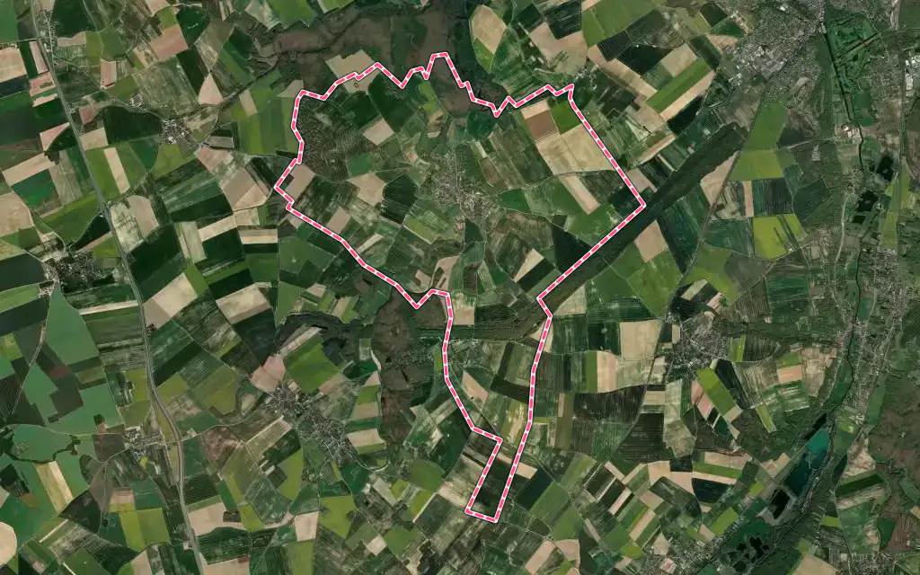 Vue satellite de Bouglainval avec ses contours administratifs