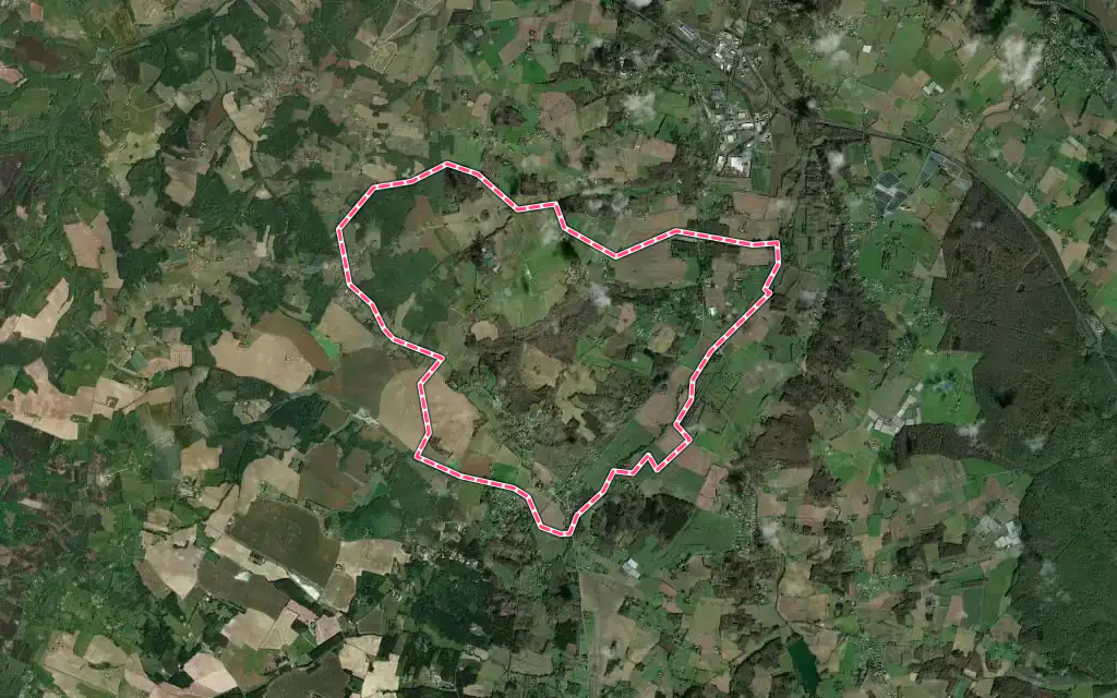 Vue satellite de Bouglon avec ses contours administratifs