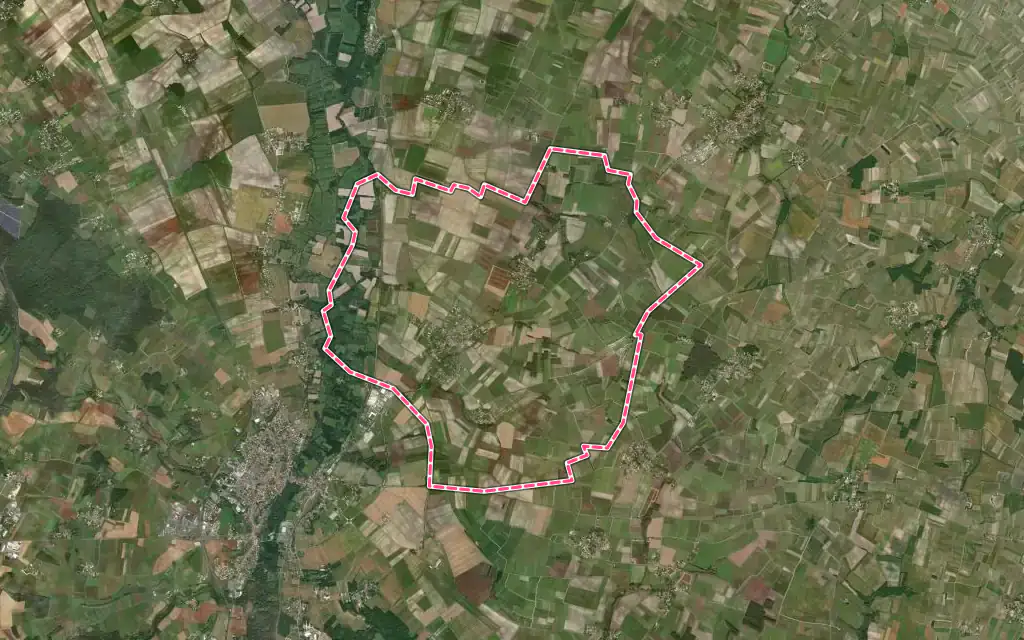 Vue satellite de Bougneau avec ses contours administratifs