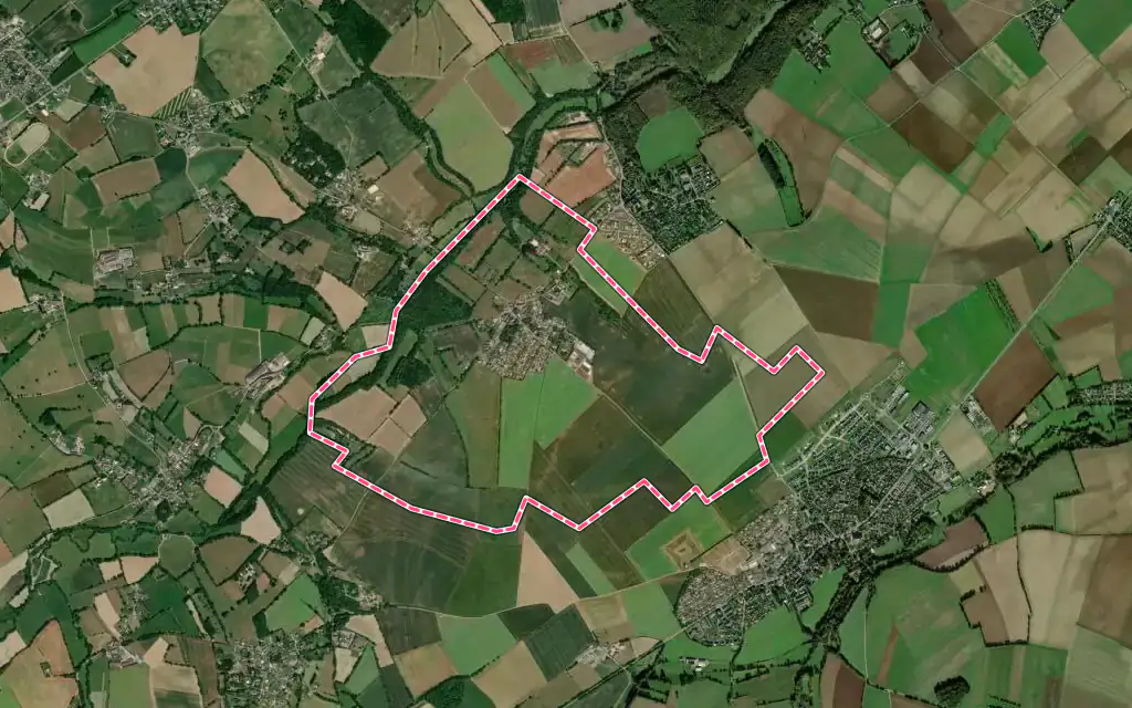 Vue satellite de Bougy avec ses contours administratifs