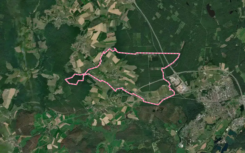 Vue satellite de Bouhans-lès-Lure avec ses contours administratifs