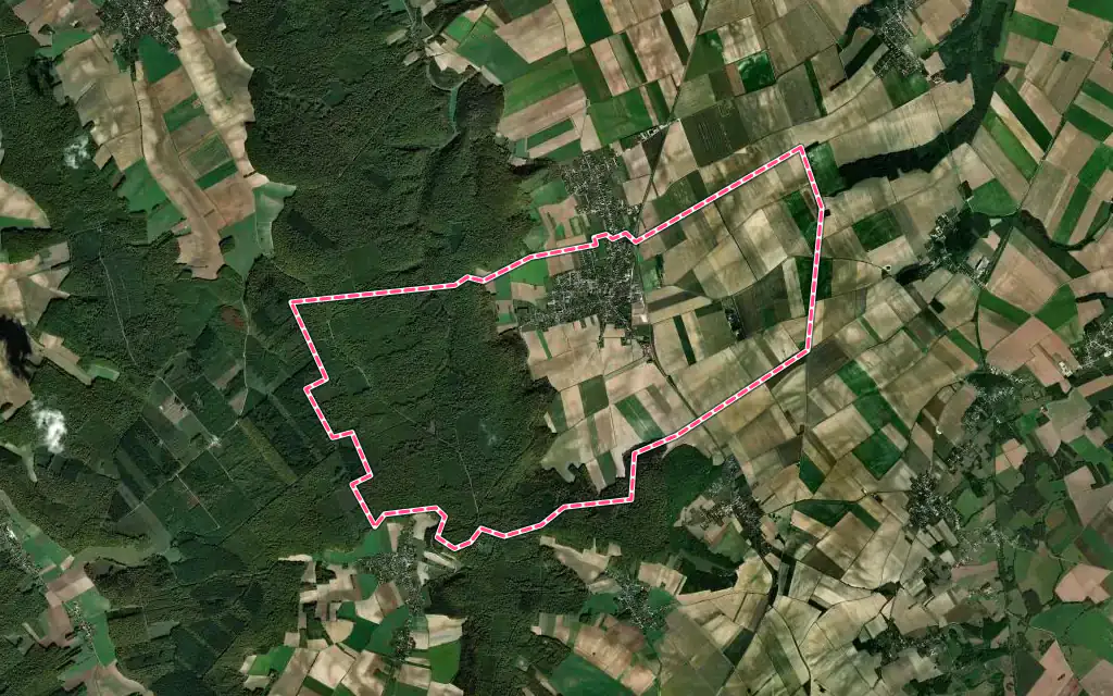Vue satellite de Bouilly avec ses contours administratifs