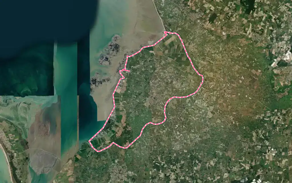 Vue satellite de Bouin avec ses contours administratifs