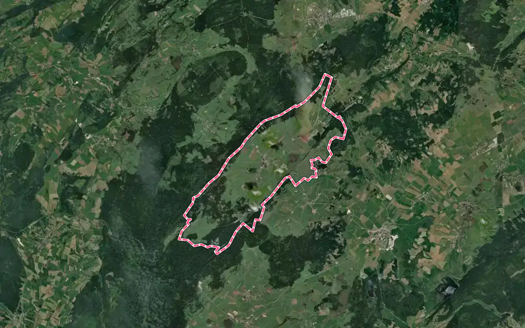 Vue satellite de Boujailles avec ses contours administratifs