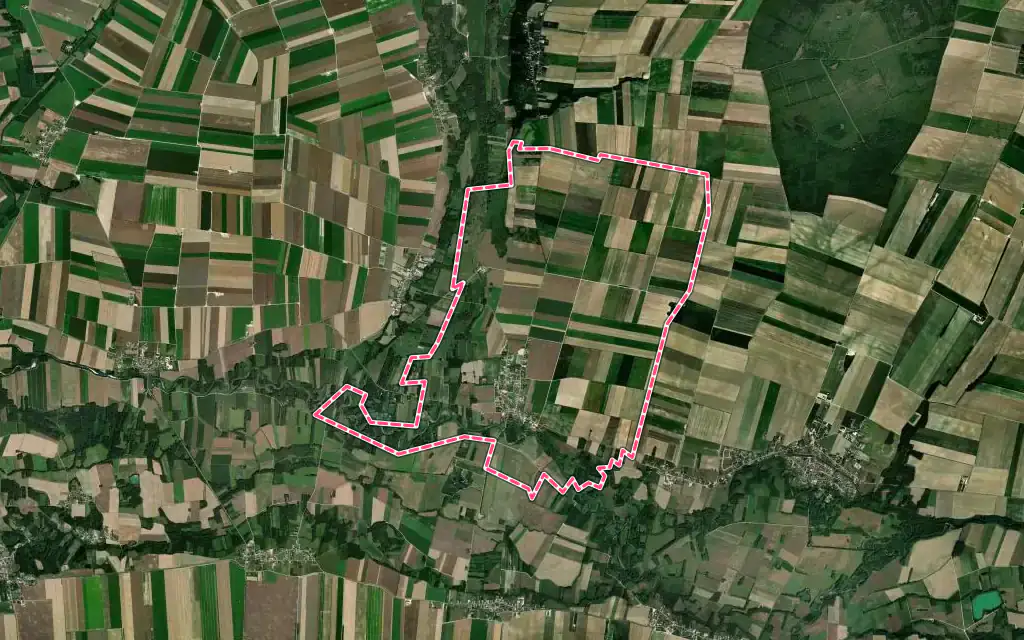Vue satellite de Boulages avec ses contours administratifs