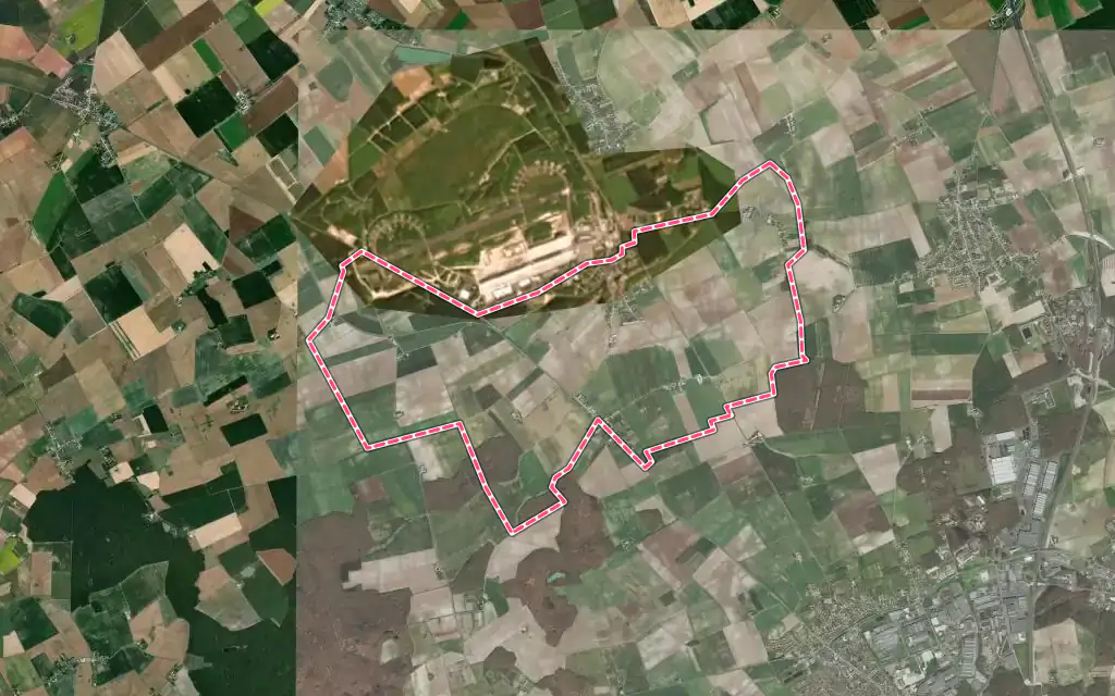 Vue satellite de Boulay-les-Barres avec ses contours administratifs