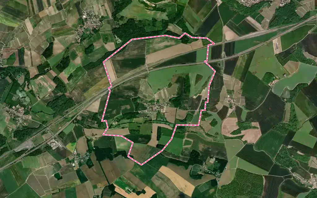 Vue satellite de Bouleuse avec ses contours administratifs