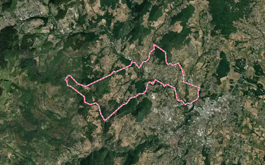 Vue satellite de Boulieu-lès-Annonay avec ses contours administratifs