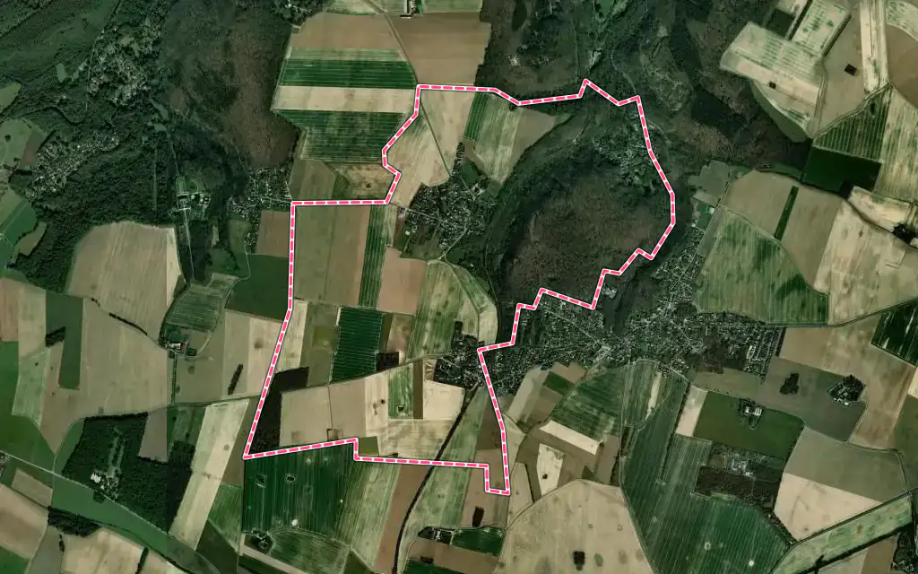 Vue satellite de Boullay-les-Troux avec ses contours administratifs