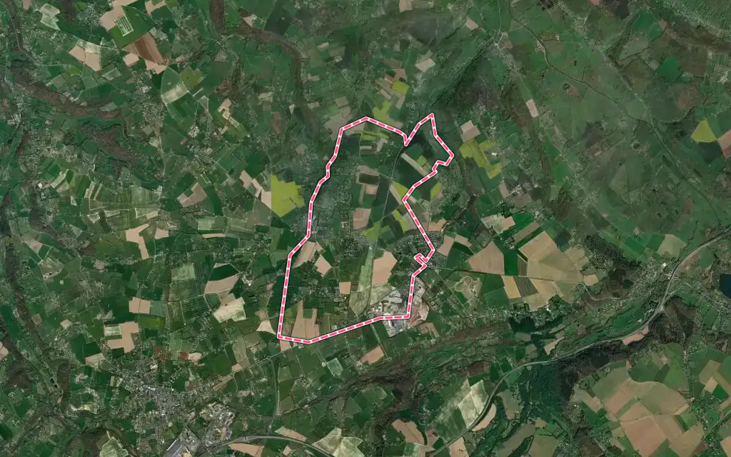 Vue satellite de Boulleville avec ses contours administratifs