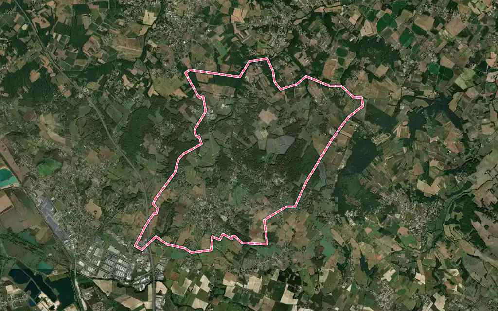 Vue satellite de Bouloc avec ses contours administratifs