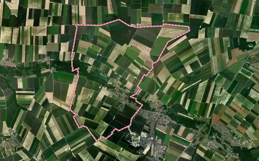 Vue satellite de Boult-sur-Suippe avec ses contours administratifs