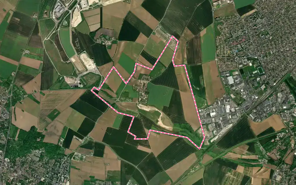 Vue satellite de Bouqueval avec ses contours administratifs