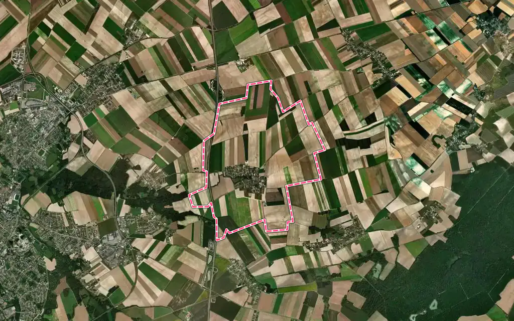 Vue satellite de Bouranton avec ses contours administratifs