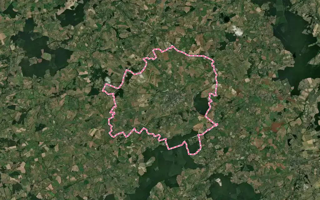 Vue satellite de Bourbon-l'Archambault avec ses contours administratifs
