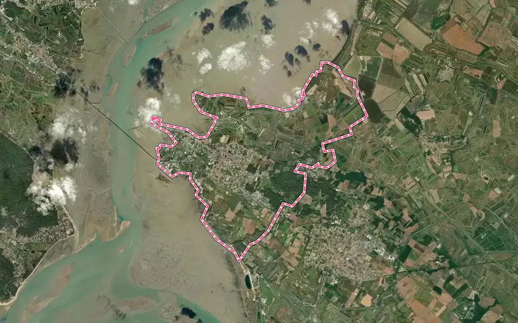 Vue satellite de Bourcefranc-le-Chapus avec ses contours administratifs