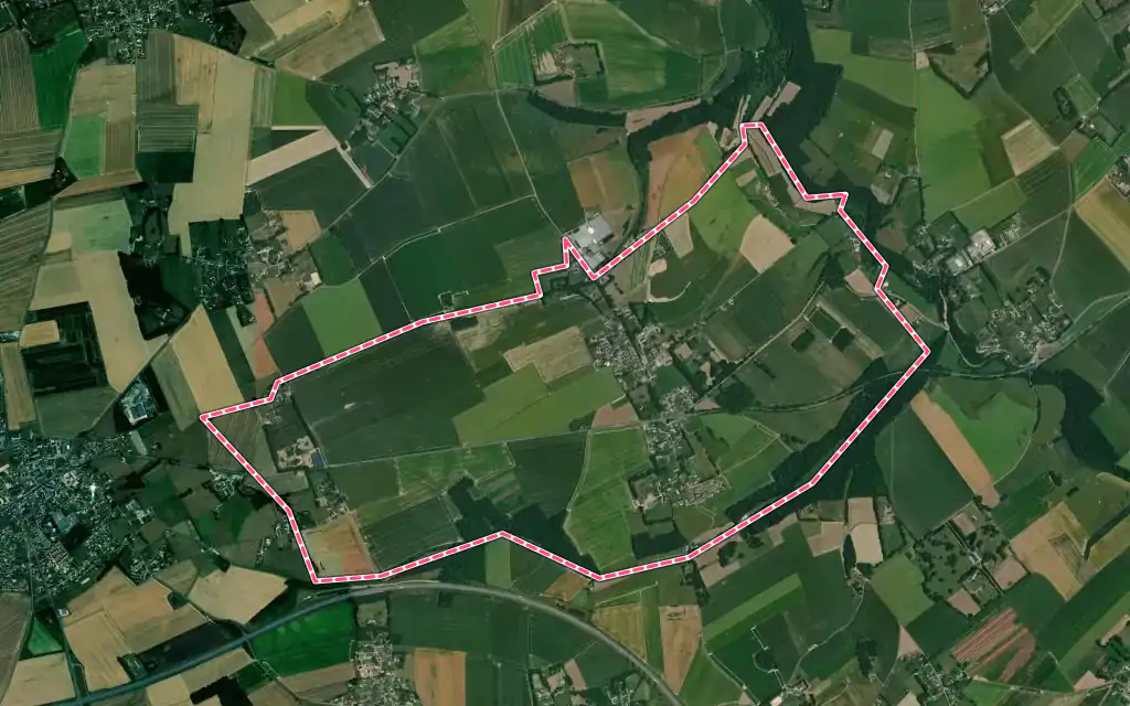 Vue satellite de Bourdainville avec ses contours administratifs