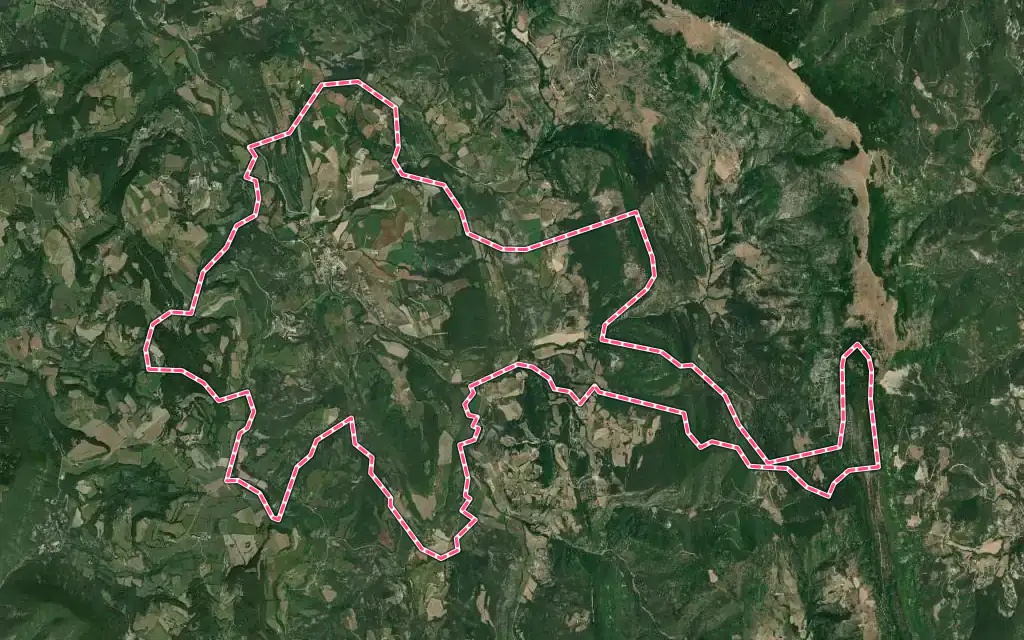 Vue satellite de Bourdeaux avec ses contours administratifs