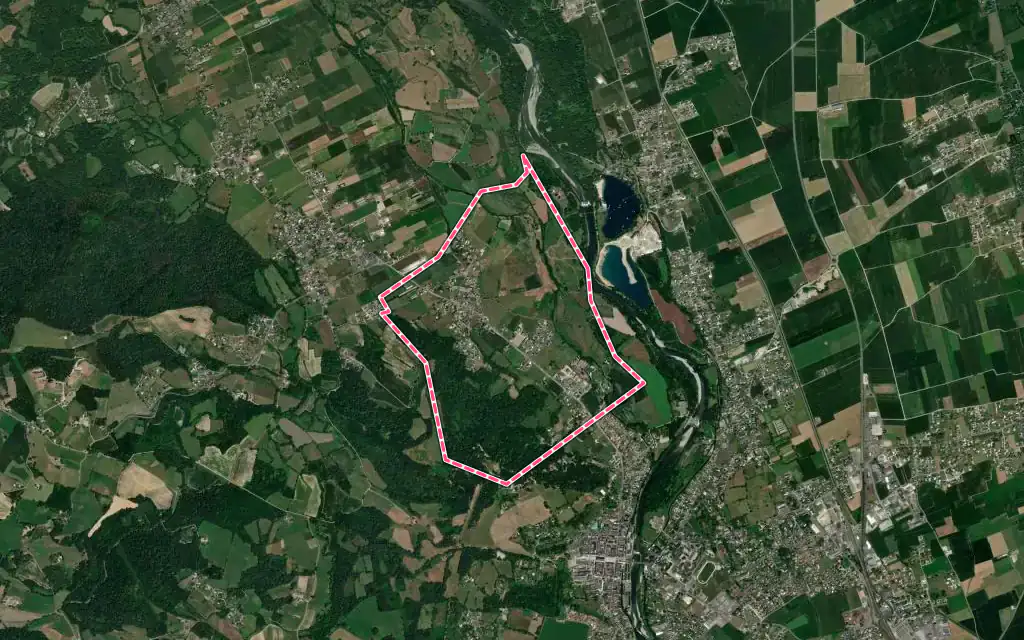 Vue satellite de Bourdettes avec ses contours administratifs