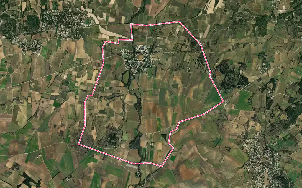 Vue satellite de Bourdic avec ses contours administratifs