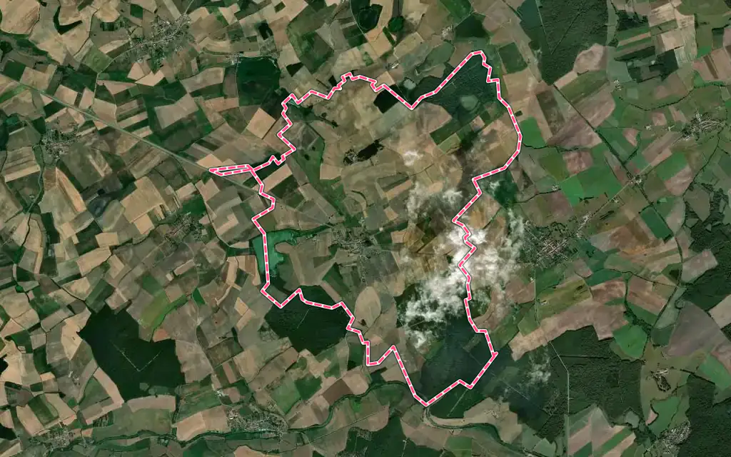 Vue satellite de Bourdonnay avec ses contours administratifs