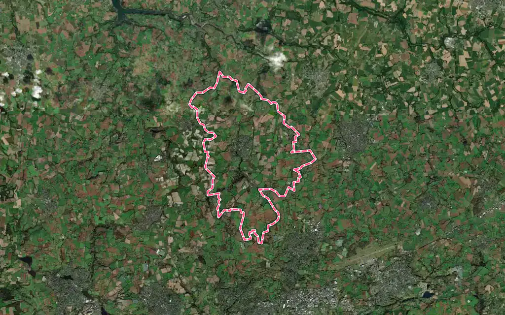 Vue satellite de Bourg-Blanc avec ses contours administratifs