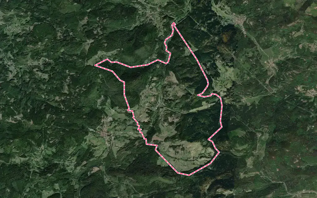 Vue satellite de Bourg-Bruche avec ses contours administratifs