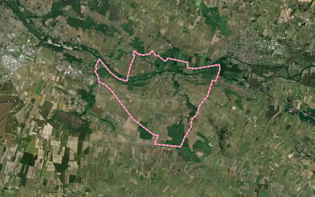 Vue satellite de Bourg-Charente avec ses contours administratifs