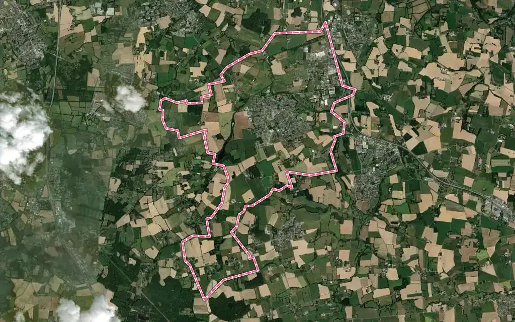 Vue satellite de Bourgbarré avec ses contours administratifs
