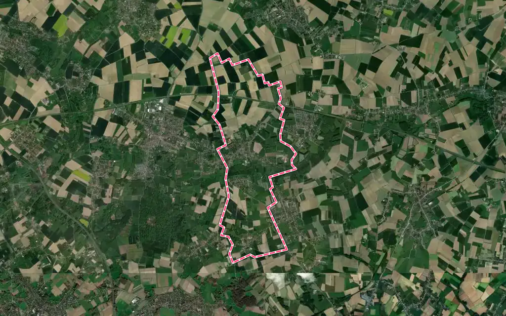 Vue satellite de Bourghelles avec ses contours administratifs