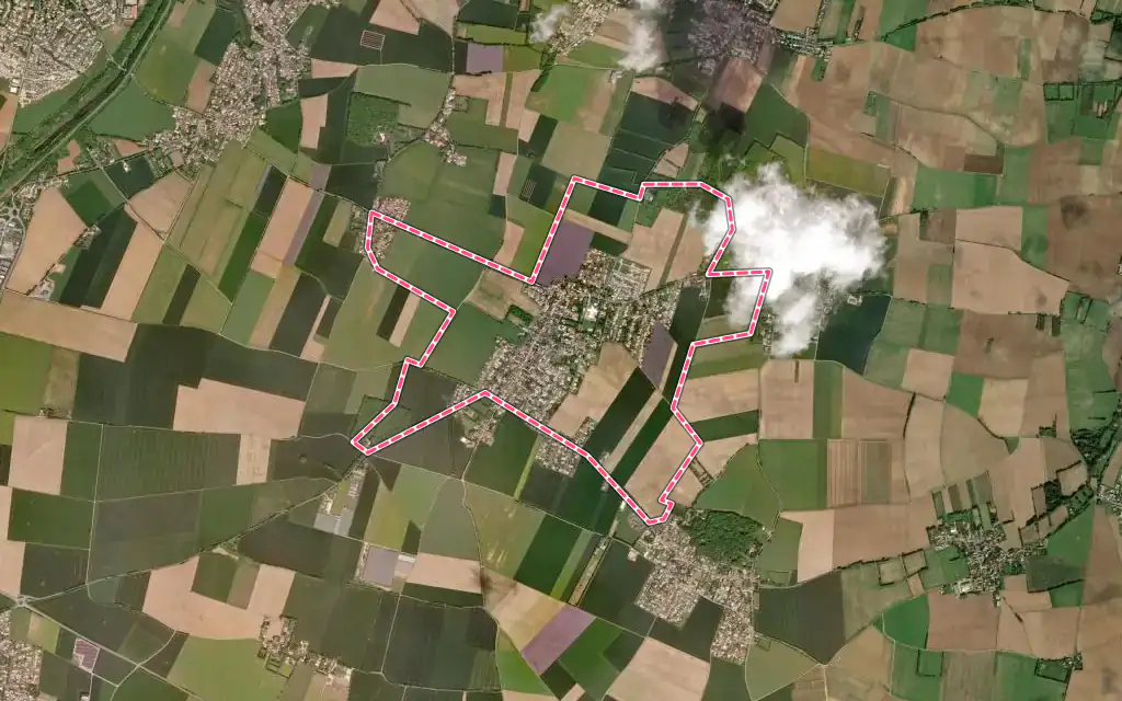Vue satellite de Bourgneuf avec ses contours administratifs