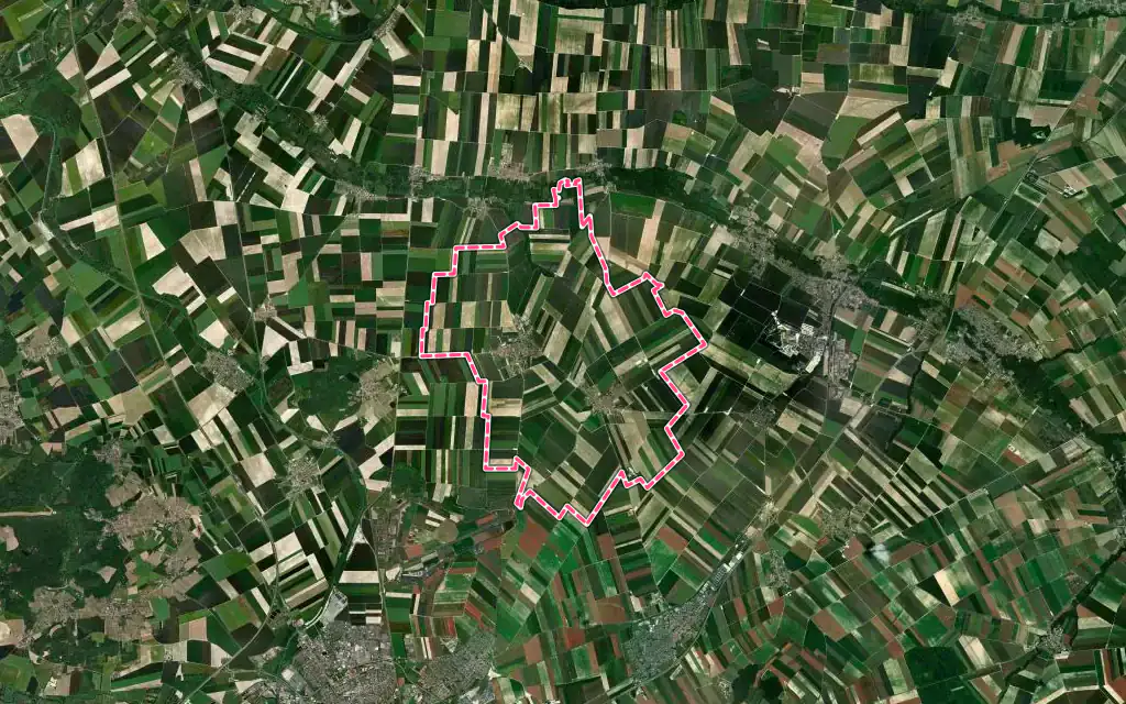 Vue satellite de Bourgogne-Fresne avec ses contours administratifs