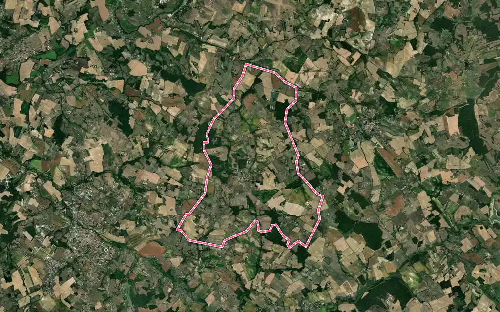 Vue satellite de Bourgougnague avec ses contours administratifs