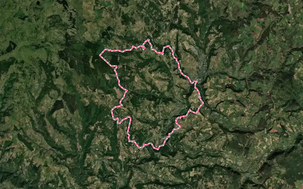 Vue satellite de Bourgs sur Colagne avec ses contours administratifs