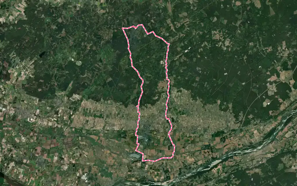 Vue satellite de Bourgueil avec ses contours administratifs