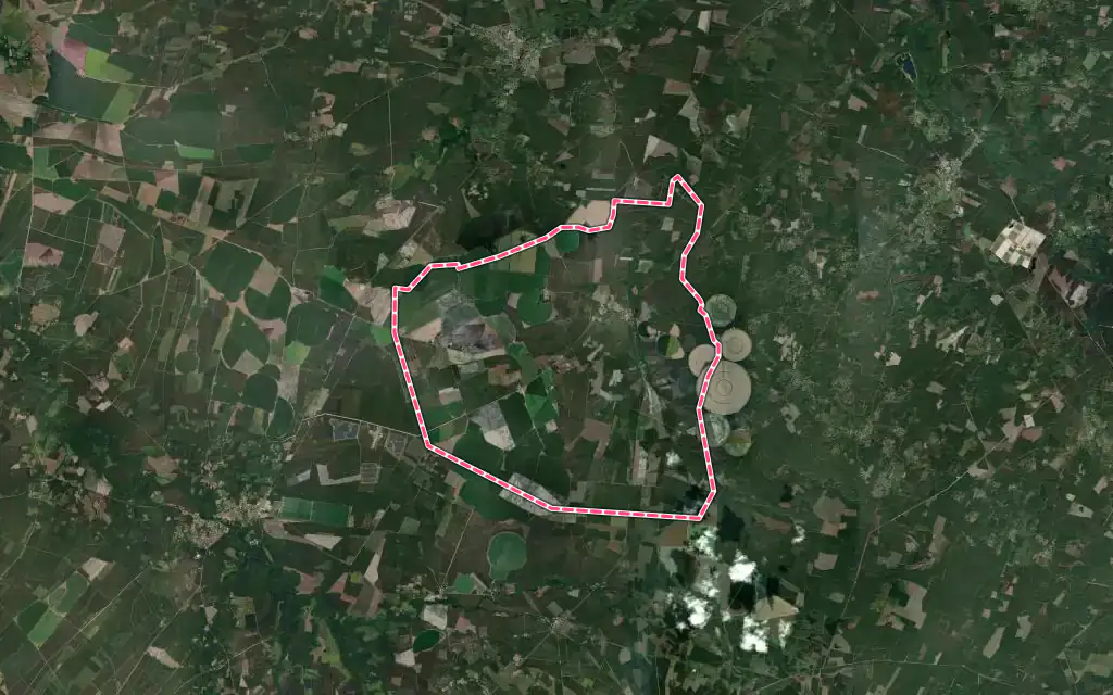 Vue satellite de Bourideys avec ses contours administratifs
