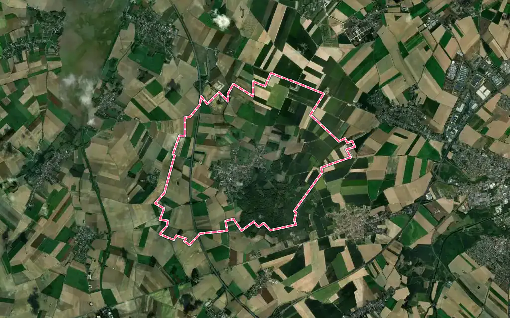 Vue satellite de Bourlon avec ses contours administratifs