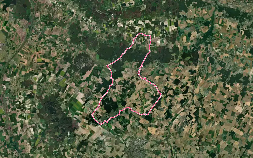 Vue satellite de Bournand avec ses contours administratifs