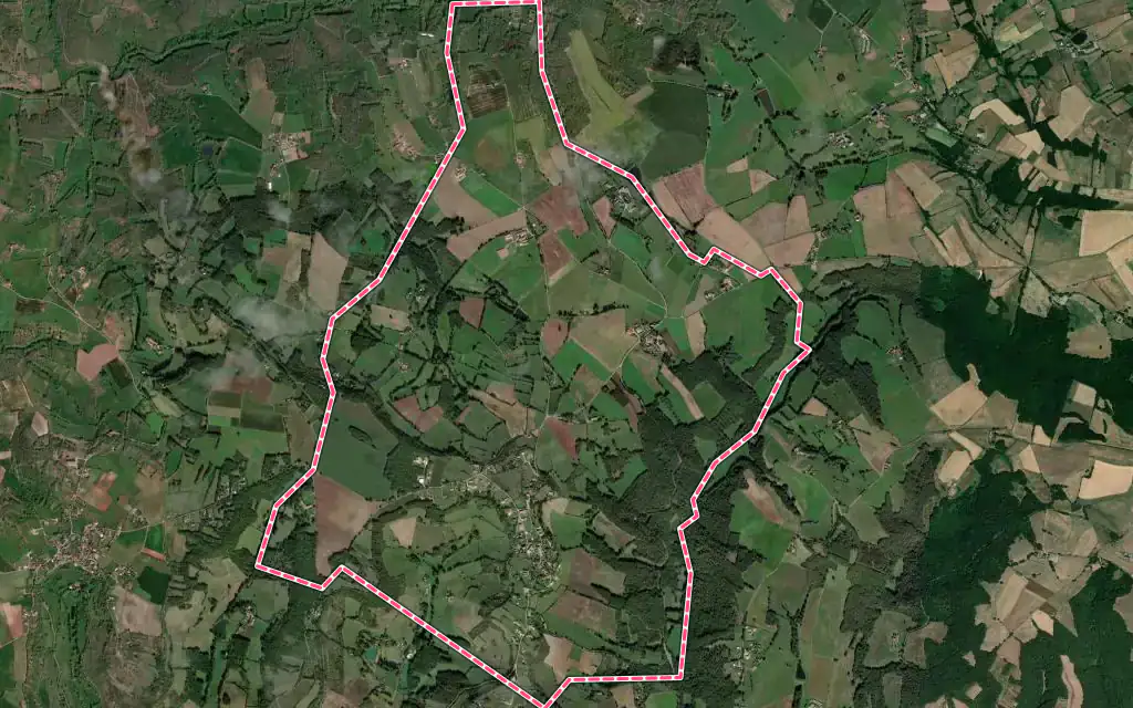 Vue satellite de Bournazel avec ses contours administratifs