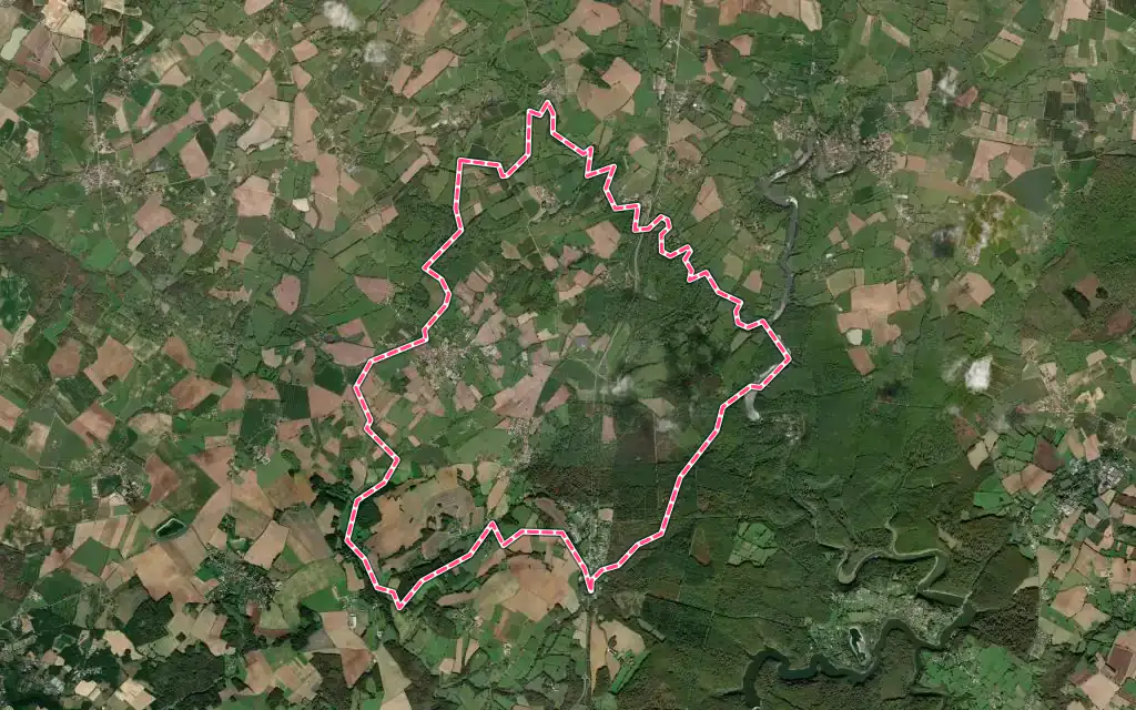Vue satellite de Bourneau avec ses contours administratifs