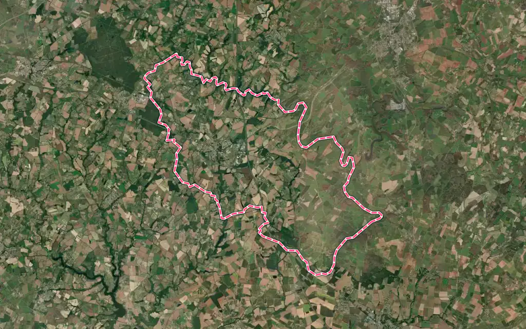 Vue satellite de Bournezeau avec ses contours administratifs