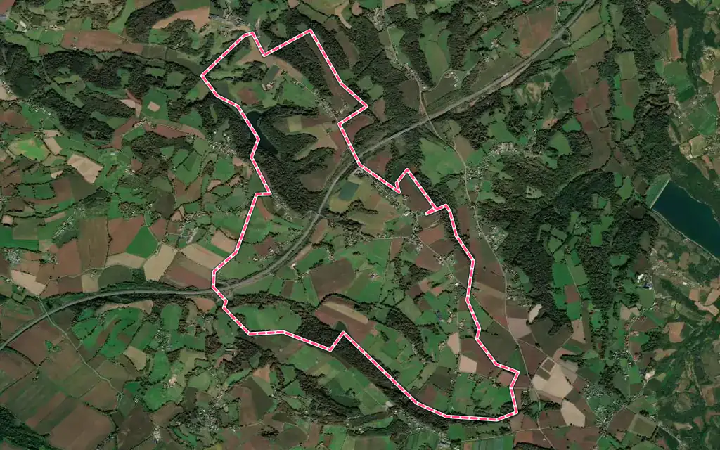 Vue satellite de Bournos avec ses contours administratifs