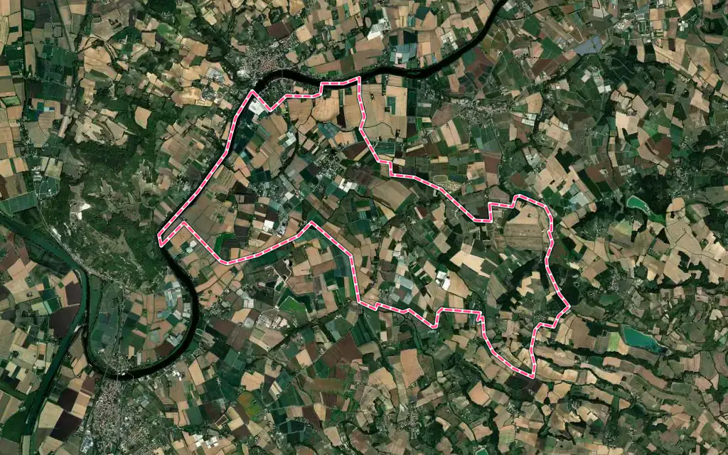 Vue satellite de Bourran avec ses contours administratifs